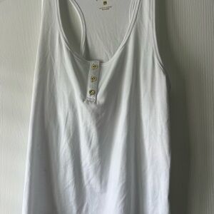 Lilly Pulitzer White Tank Top with Gold Button Accents